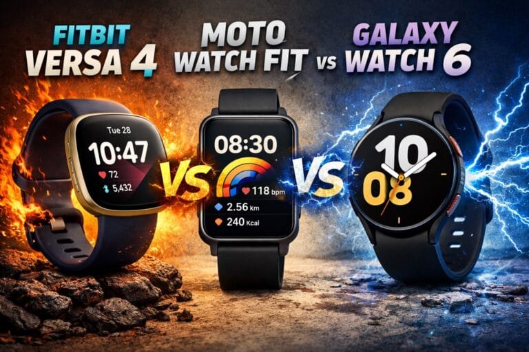 moto watch fit vs fitbit versa 4 vs galaxy watch 6