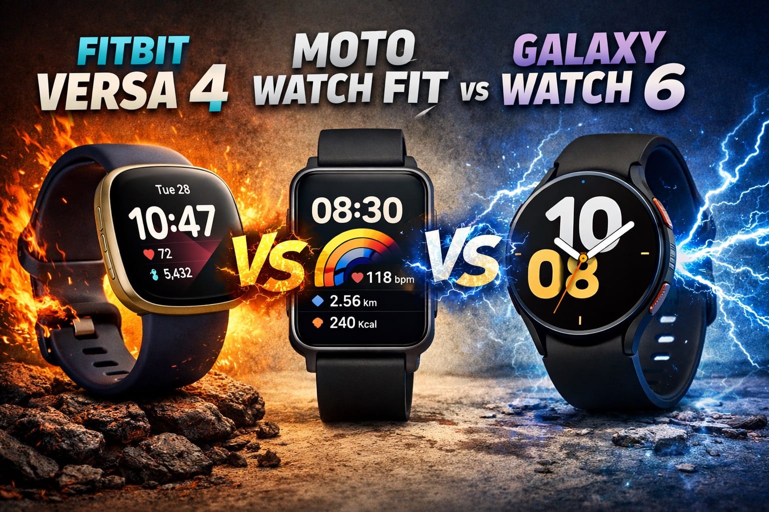 Moto Watch Fit vs Fitbit Versa 4 vs Galaxy Watch 6: The Ultimate Smartwatch Showdown